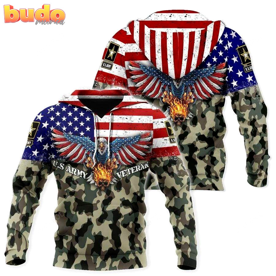 U.s army eagle fire skull 3d all print hoodie, zip- up hoodie