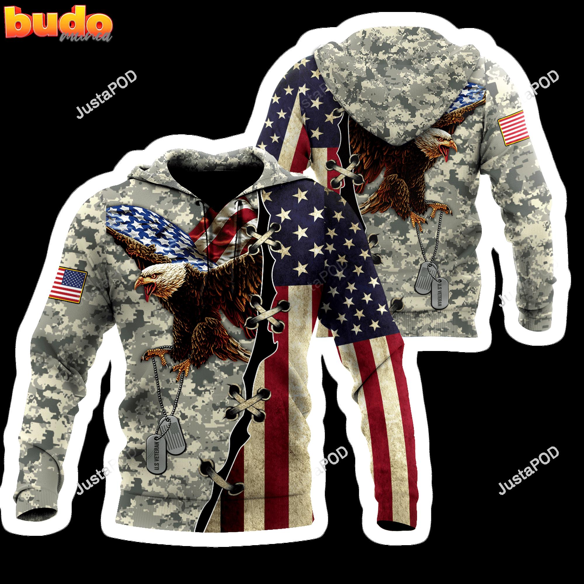 U.s veteran eagle tag 3d all print hoodie, zip- up hoodie