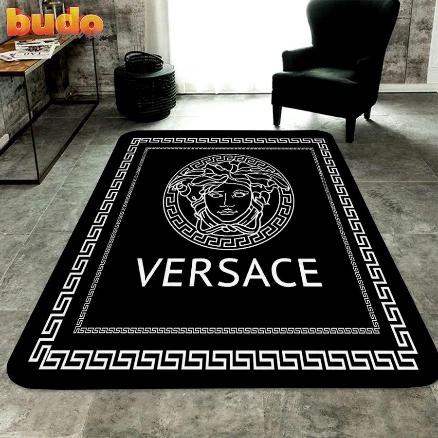
                versace black luxury fashion luxury brand premium rug carpet home decor
            