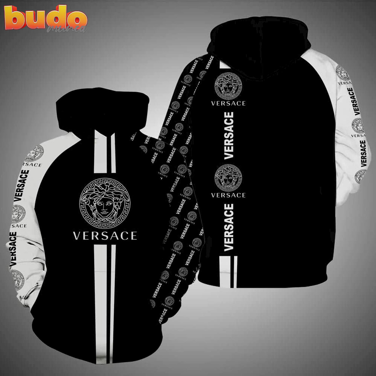 Versace black unisex hoodie luxury brand outfit for men women