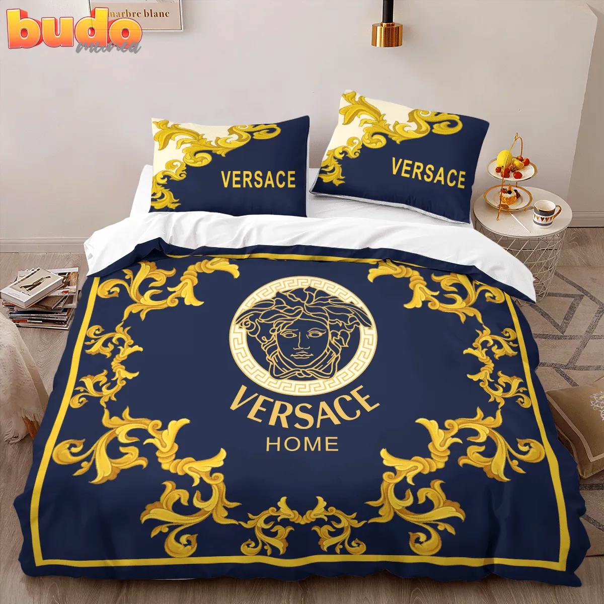 Versace blue limited edition luxury brand high-end bedding set home decor