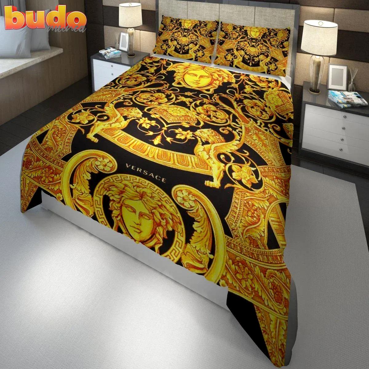 Versace england luxury brand barocco logo golden 3d bedding sets duvet cover bedroom sets bedset bedlinen