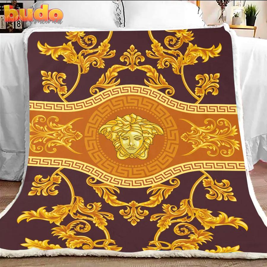 Versace golden luxury brand premium blanket fleece home decor