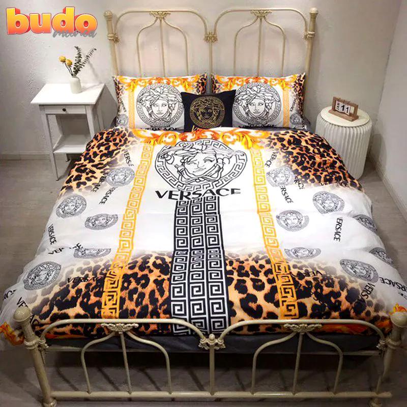 Versace logo leopard luxury brand bedding set bedspread duvet cover set home decor