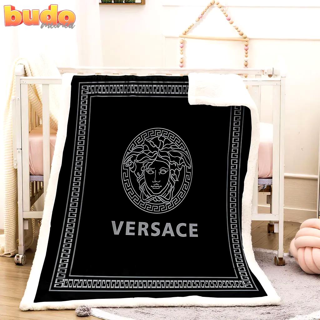 Versace medusa black luxury brand premium blanket fleece home decor