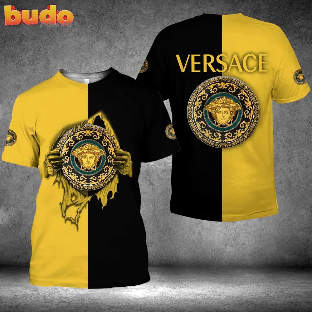 Versace medusa black yellow luxury brand premium t-shirt outfit for men women