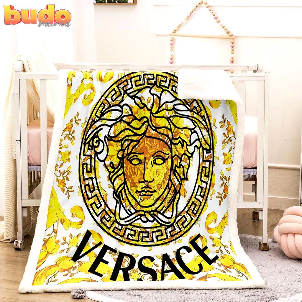 Versace medusa golden luxury brand premium blanket fleece home decor
