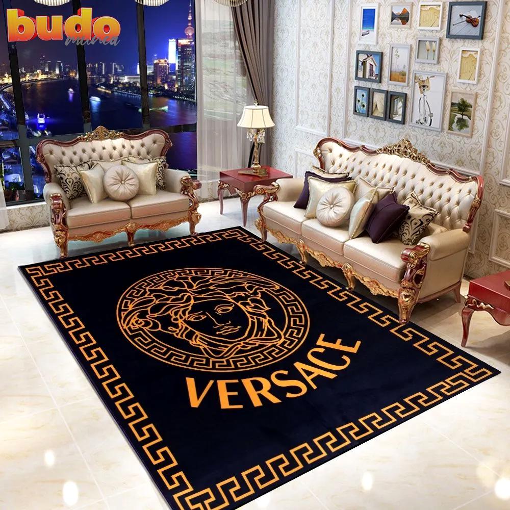 
                versace medusa golden luxury fashion luxury brand rug carpet home decor
            