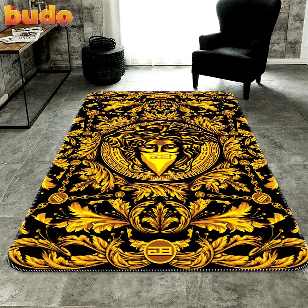 
                versace medusa golden pattern luxury fashion luxury brand rug carpet home decor
            
