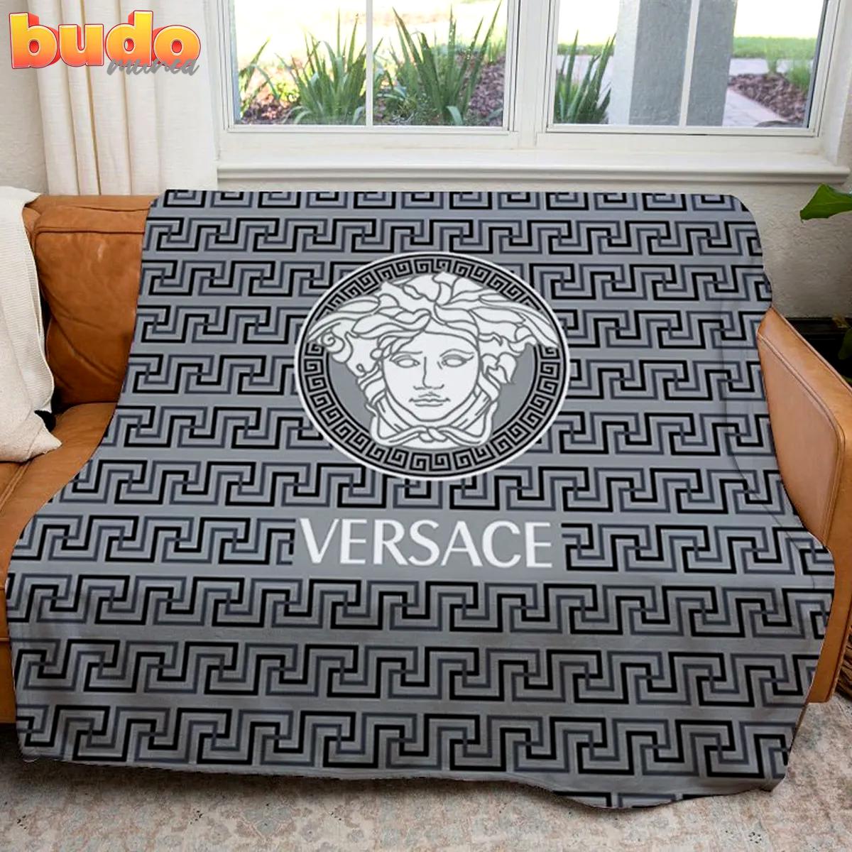Versace medusa grey luxury brand premium blanket fleece home decor