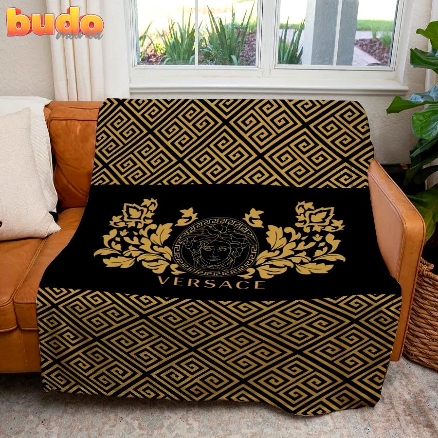 Versace medusa pattern luxury brand premium blanket fleece home decor