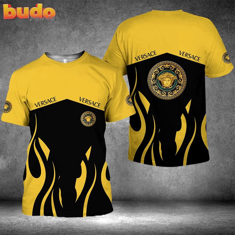 Versace medusa yellow black luxury brand t-shirt outfit for men women