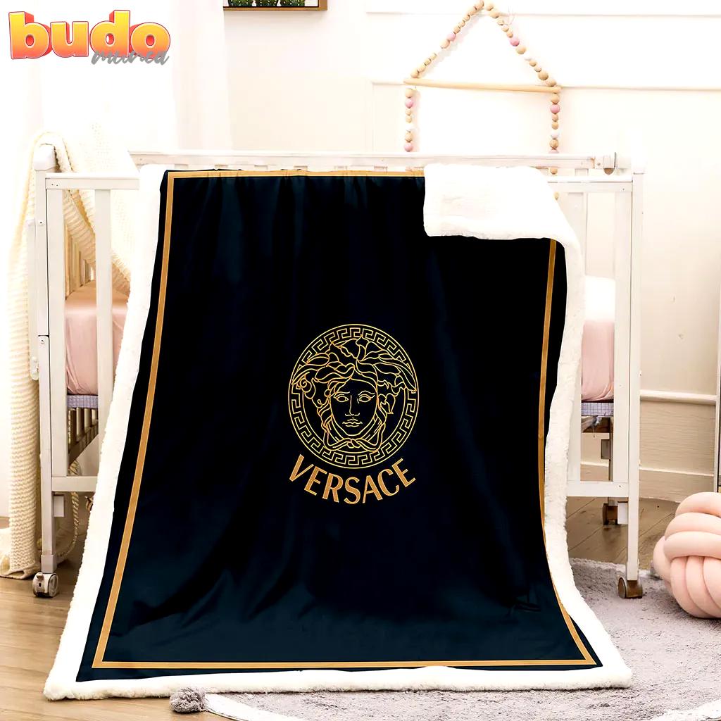 Versace medusa yellow luxury brand premium blanket fleece home decor