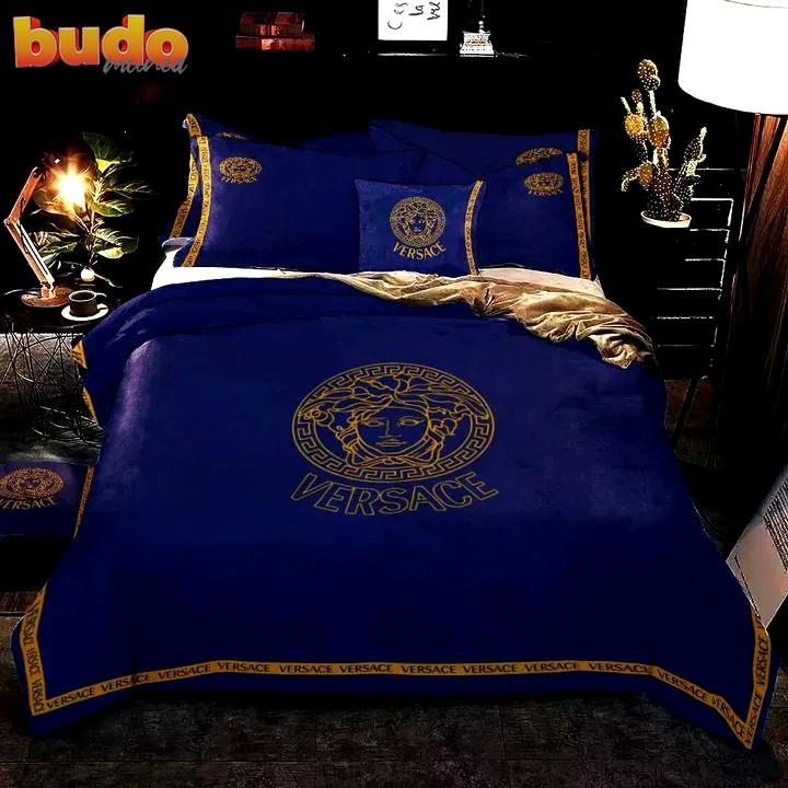 Versace navy blue luxury brand bedding set bedspread duvet cover set home decor