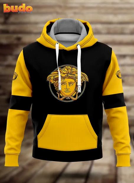 Versace yellow black unisex hoodie luxury brand outfit for men women