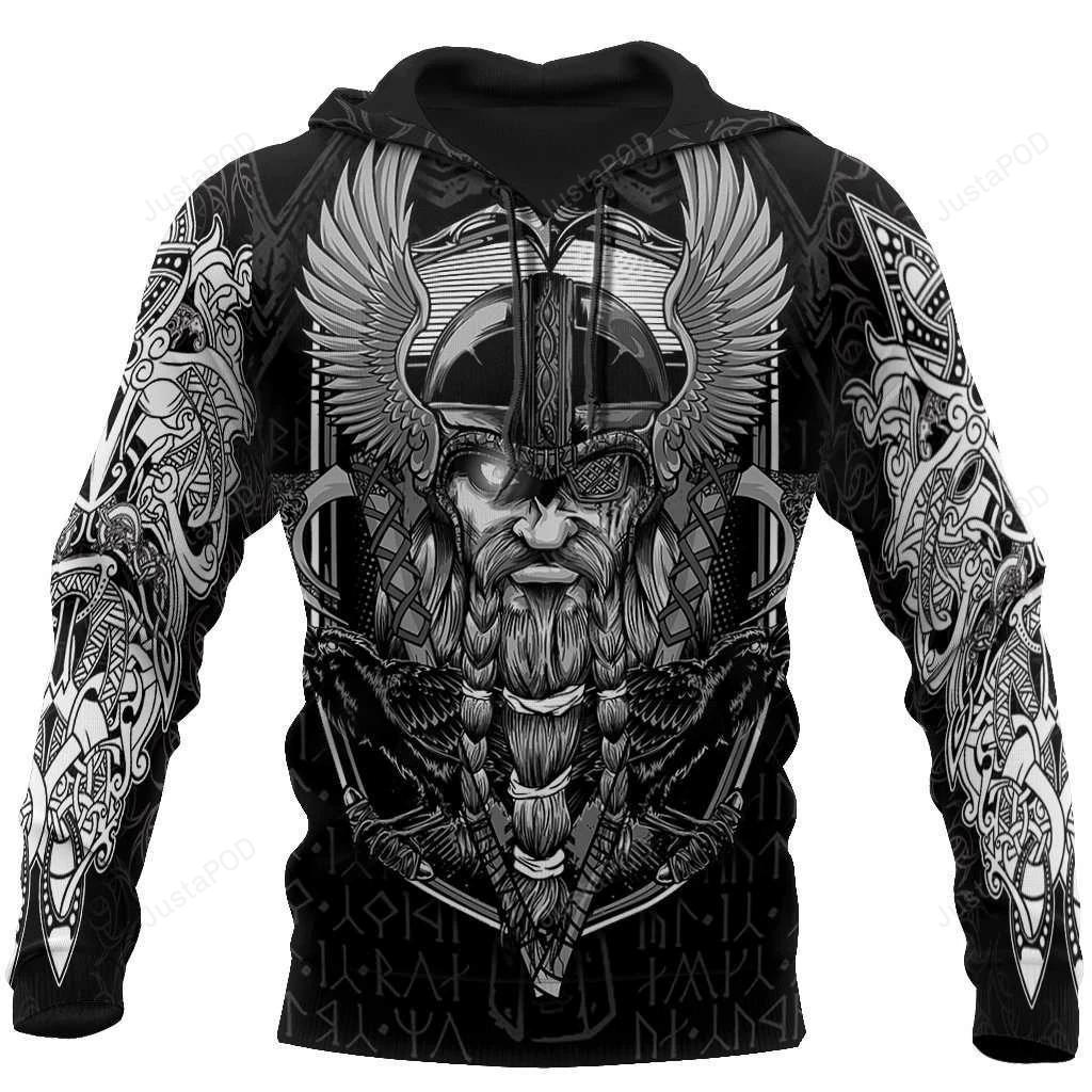 Viking odin 3d all over printed hoodie, zip- up hoodie