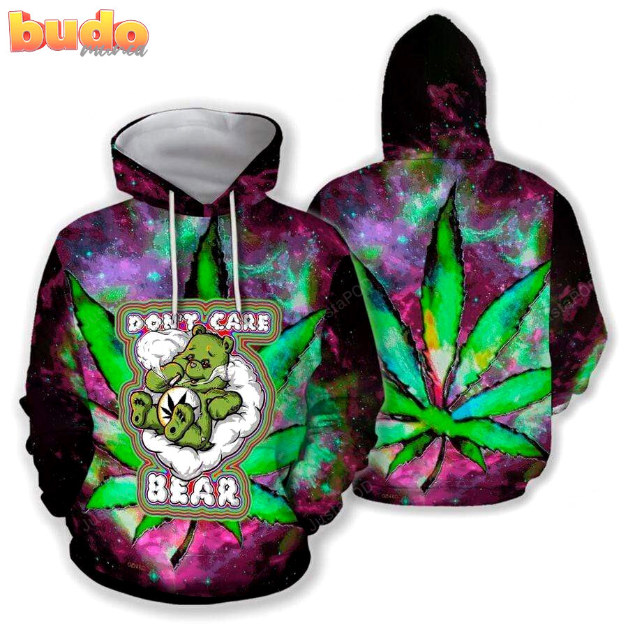 Weed bear don’t care 3d all print hoodie, zip- up hoodie