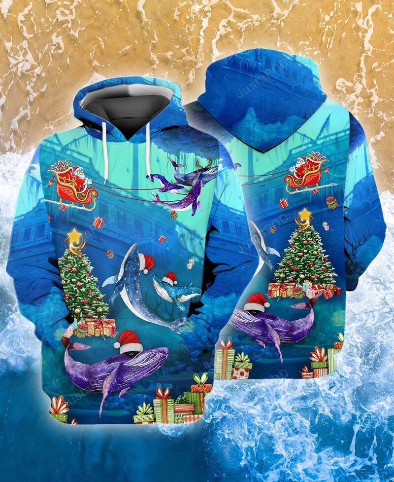 Whales 3d all over printed hoodie, zip- up hoodie