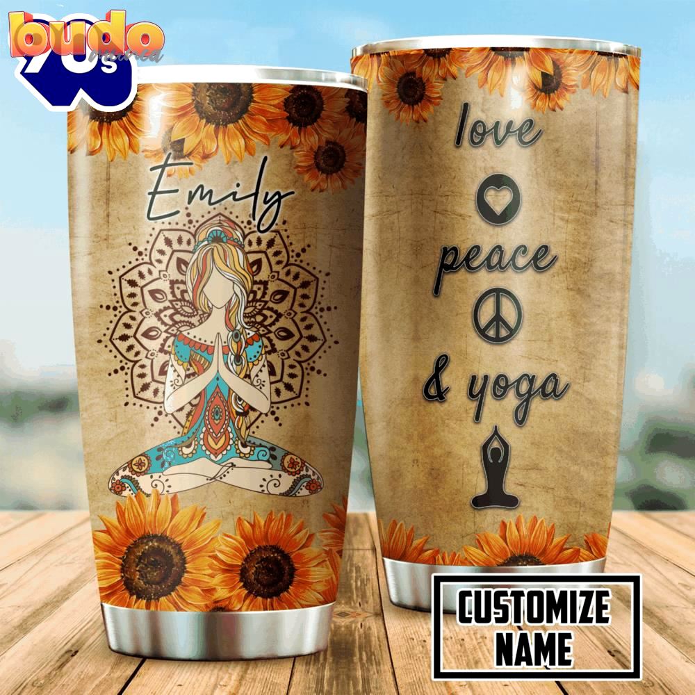 Yoga hippie personalized tumbler