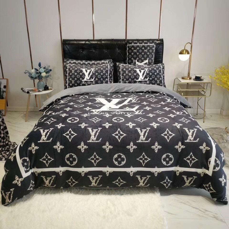 Louis vuitton black luxury brand highend bedding set duvet cover hot
