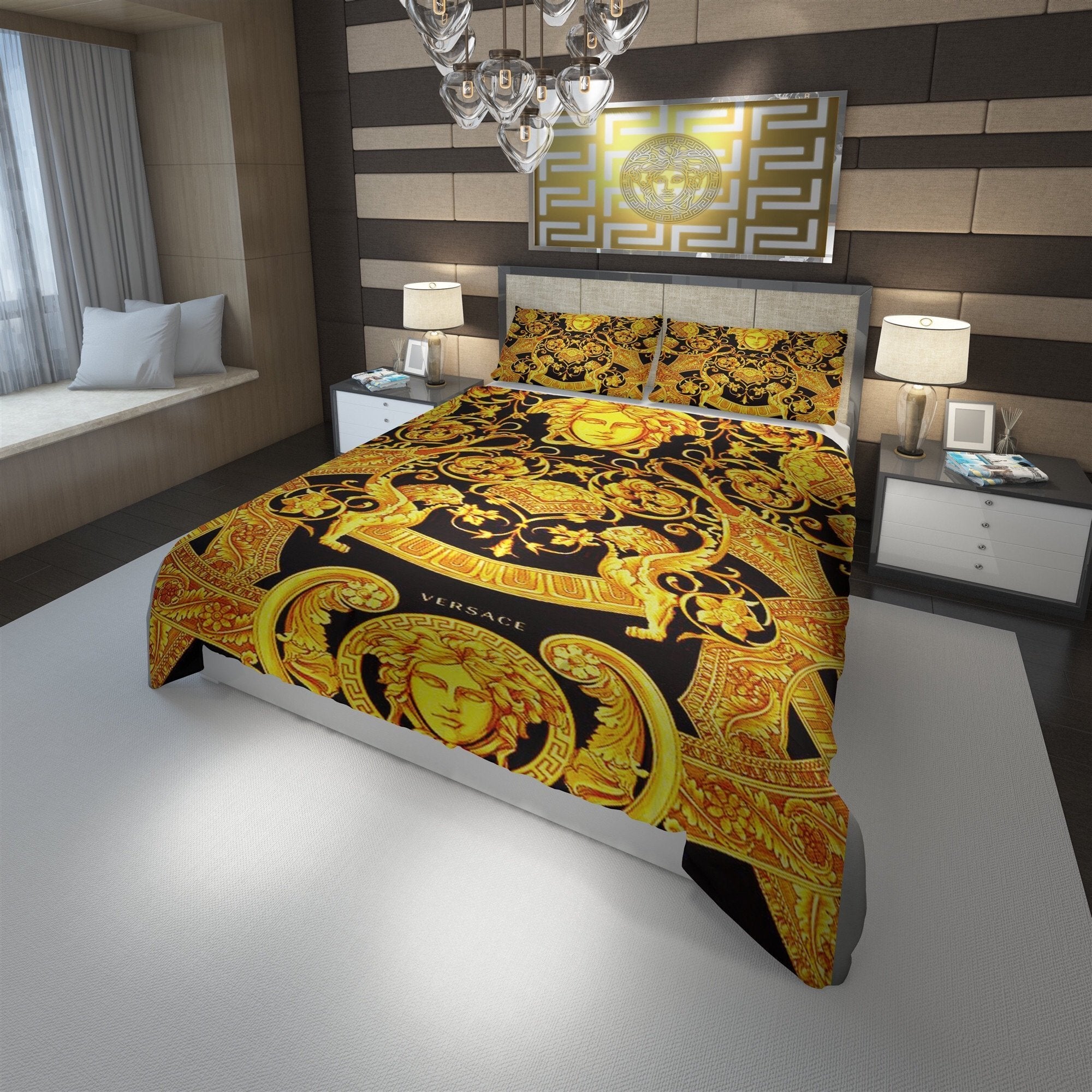 Gianni versace gold luxury brand highend bedding set duvet cover hot