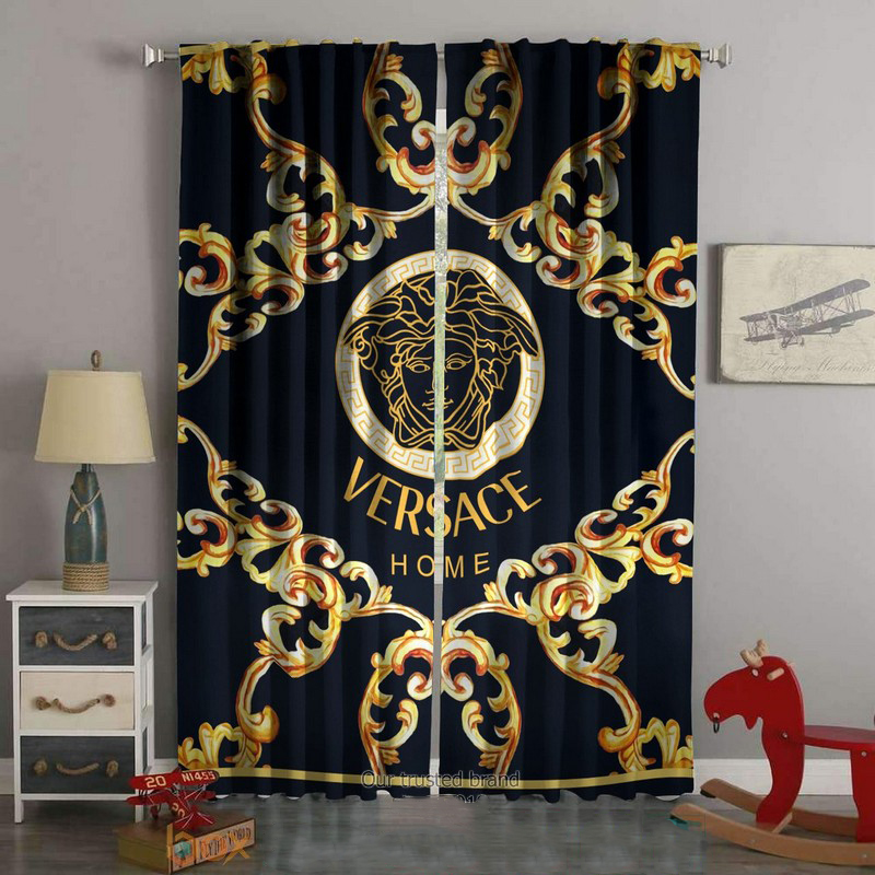 Versace yellow floral pattern window curtains hot 2023 luxury bedroom living room home decor