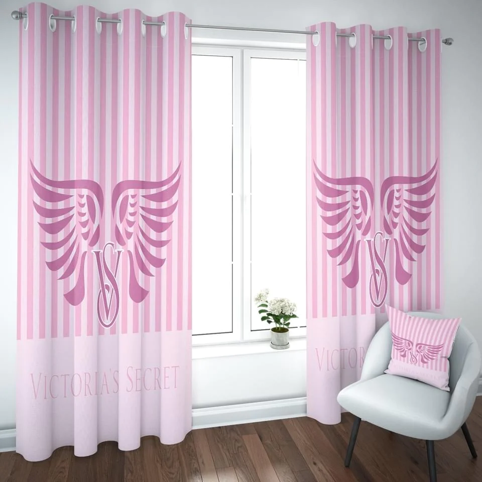 Victoria’s secret pink stripe window curtains hot 2023 luxury bedroom living room home decor
