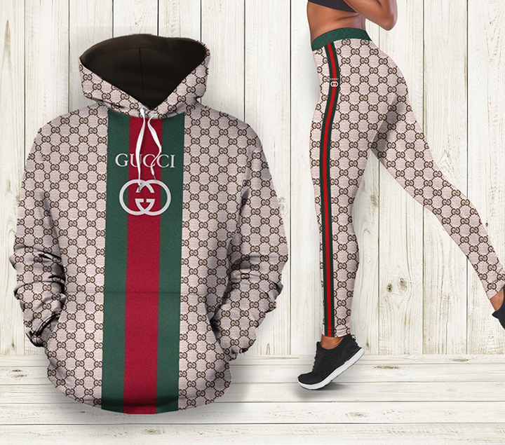 Gucci 3d all over print hoodie leggings set hot 2023