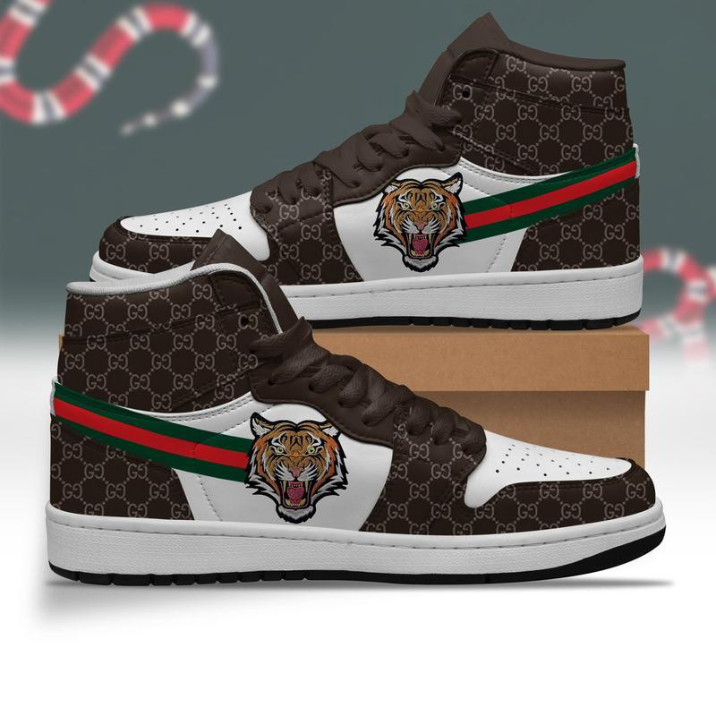 Gucci tiger red green stripe brown high air jordan sneaker shoes