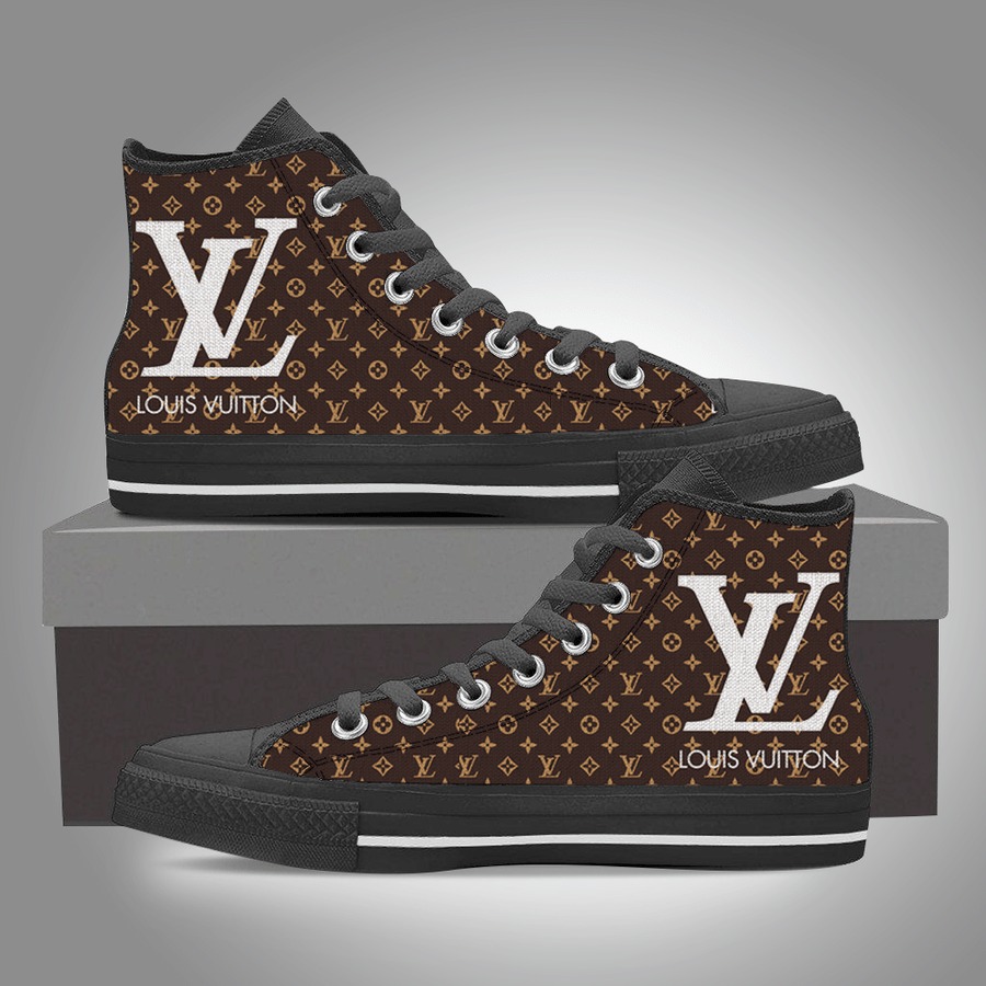 Louis vuitton black brown high top canvas shoes sneakers hot best lv for men women hot 2023