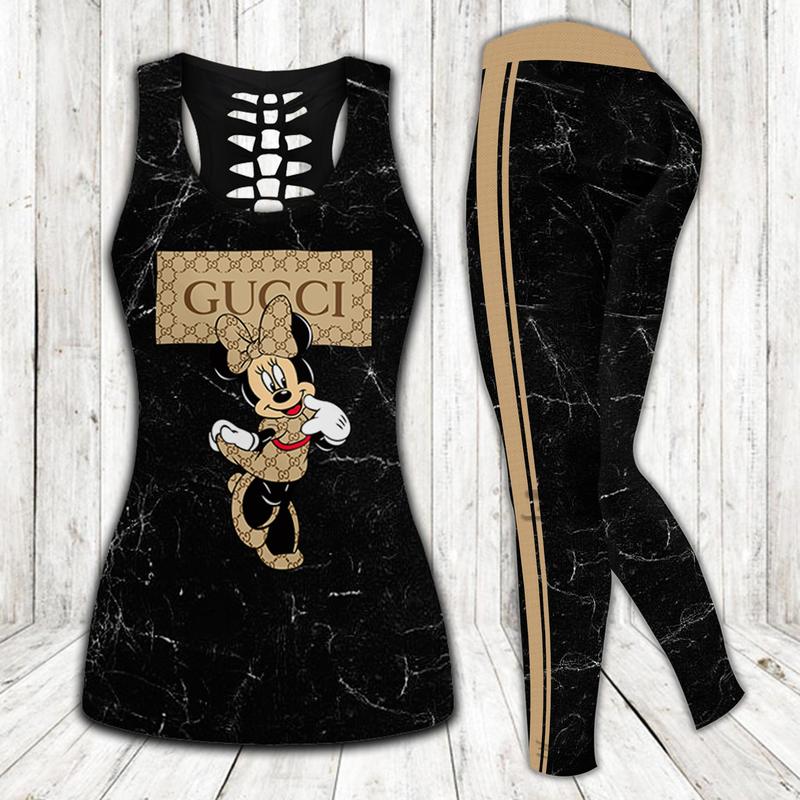 Gucci minnie mouse tank top leggings luxury brand clothing clothes outfit gym for women hot 2023