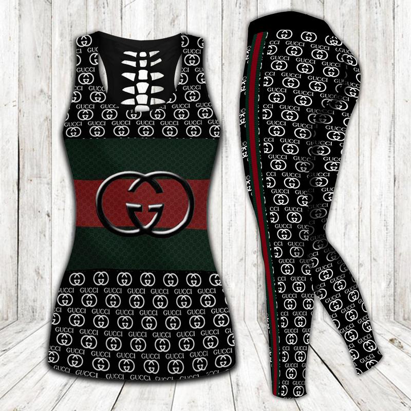 Gucci black stripe tank top leggings luxury brand clothing clothes outfit gym for women hot 2023