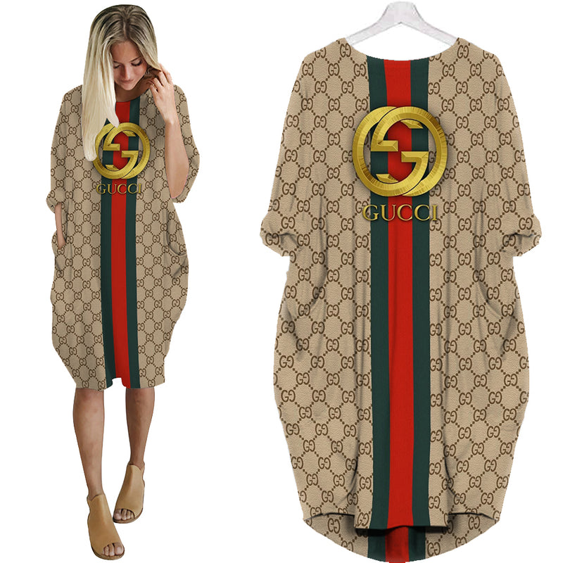 Gucci stripe batwing pocket dress luxury brand clothing clothes outfit for women hot 2023