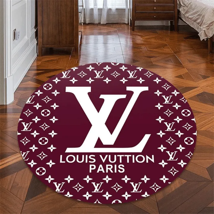 Louis vuitton red luxury brand fashion round rug carpet home decor special gift