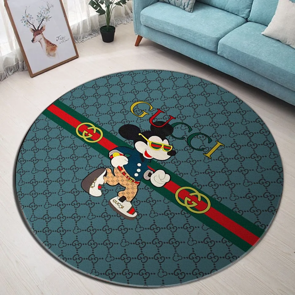 Gucci mickey luxury brand fashion round rug carpet home decor