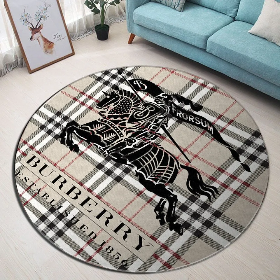Burberry established 1856 luxury brand fashion round rug carpet home decor