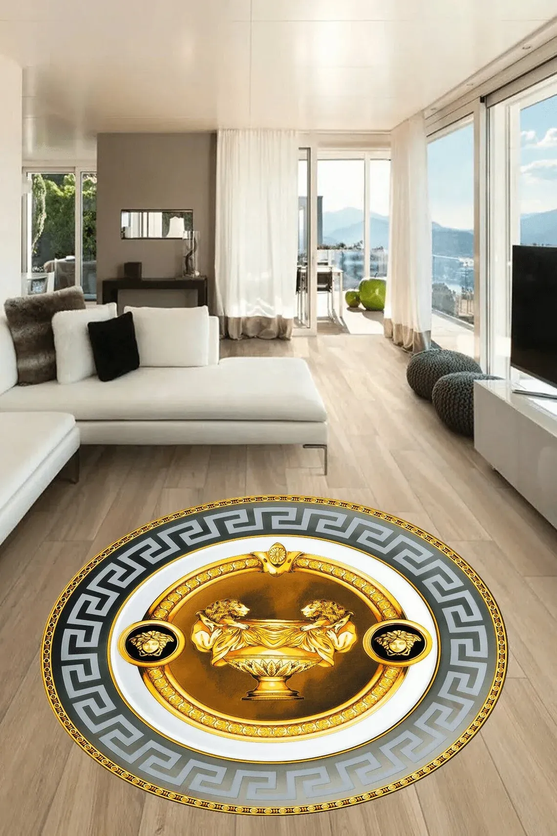 Versace medusa round rug carpet luxury brand fashion home decor