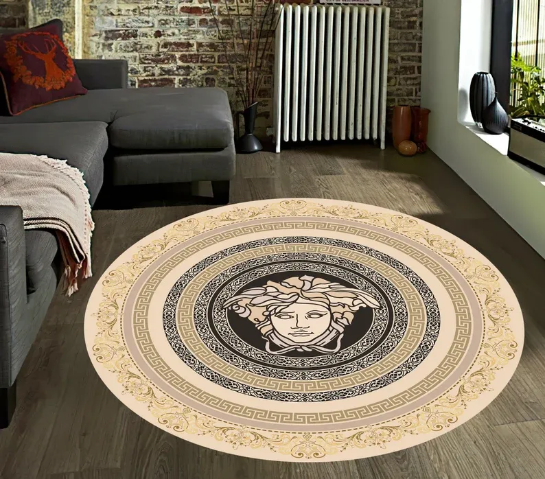 Versace medusa greek round rug carpet luxury brand fashion home decor