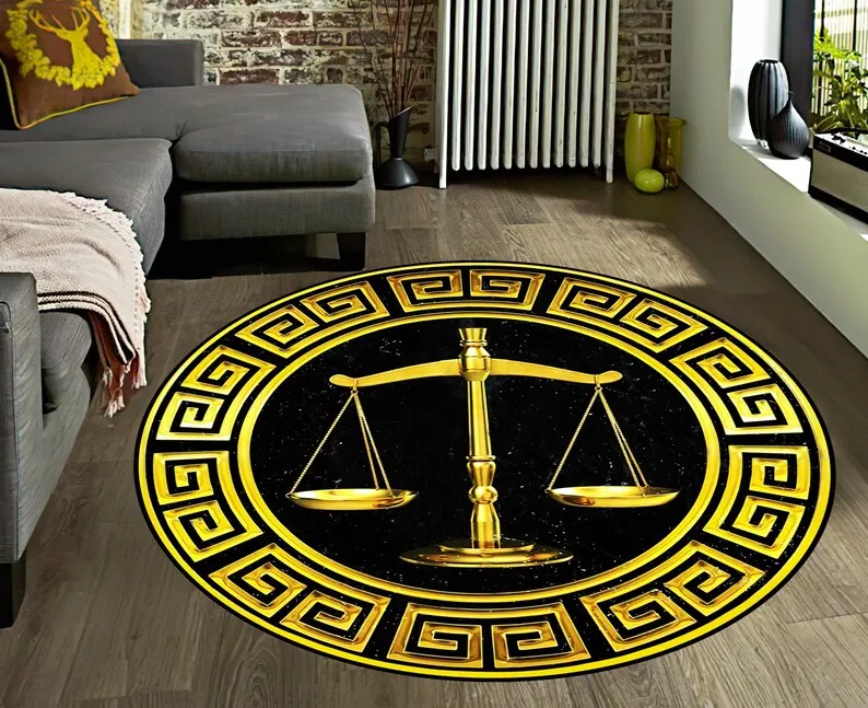 Versace golden pattern round rug carpet luxury brand fashion home decor