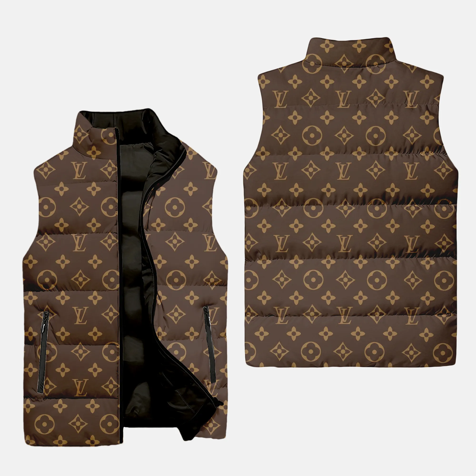Louis Vuitton monogram brown luxury brand 3d sleeveless puffer jacket