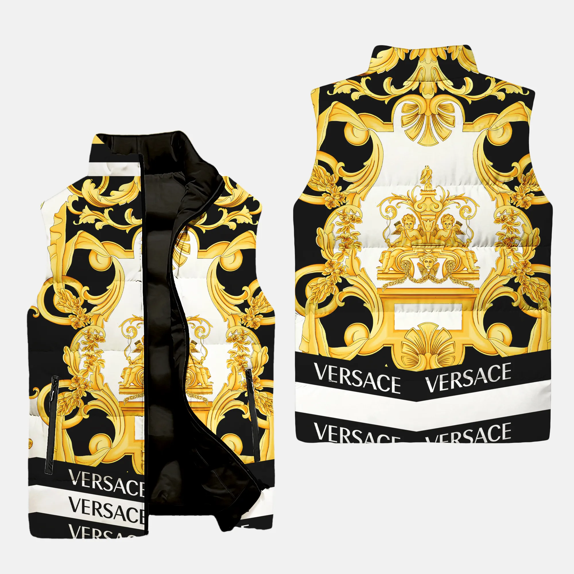 Versace Golden Luxury Brand Premium Fashion 3d sleeveless puffer jacket