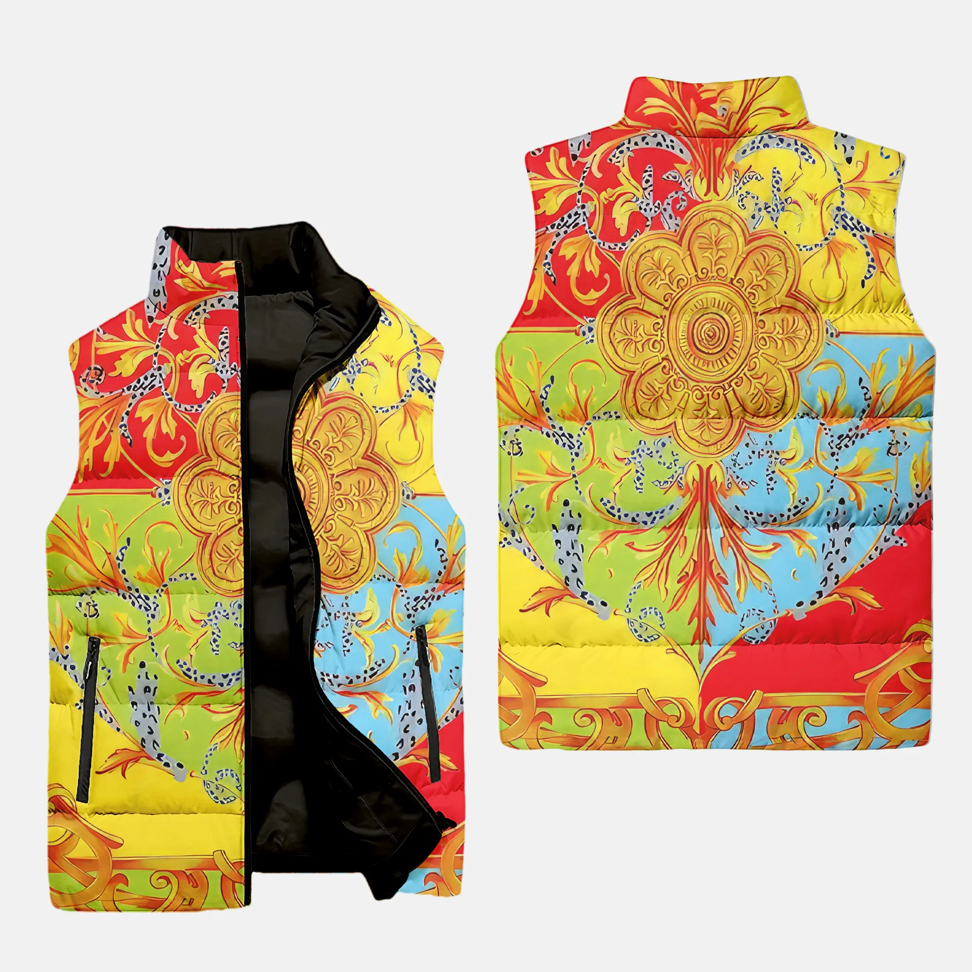 Versace colorful Luxury Brand Premium Fashion 3d sleeveless puffer jacket