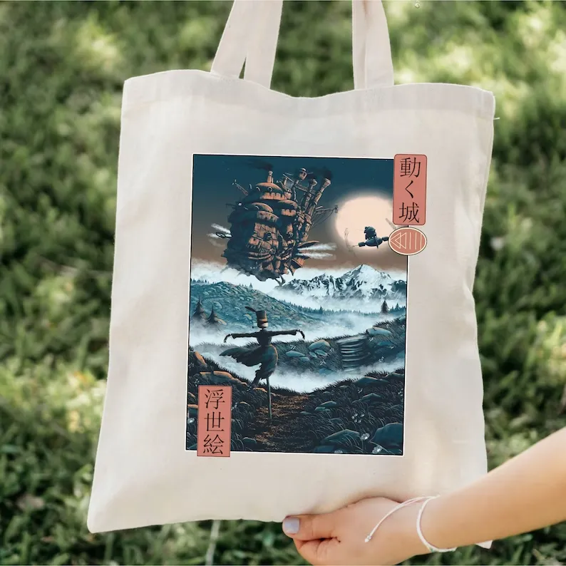 Howl's Moving Castle Inspired Cotton Canvas Tote Bag