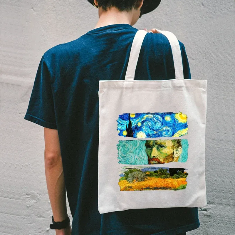 Van Gogh Shopping Bag Cotton Shopper Handbag New Bag Canvas 2021 Mama Tote Bag Canvas Reusable Shopping Classic