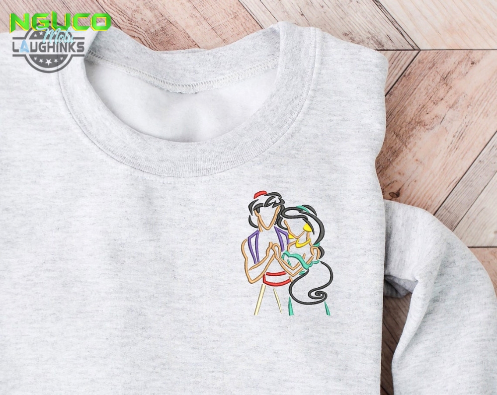 Aladdin jasmine embroidered crewneck disney embroidered sweatshirt jasmine shirt disney princess shirt womens disney crewneck embroidery tshirt sweatshirt hoodie gift