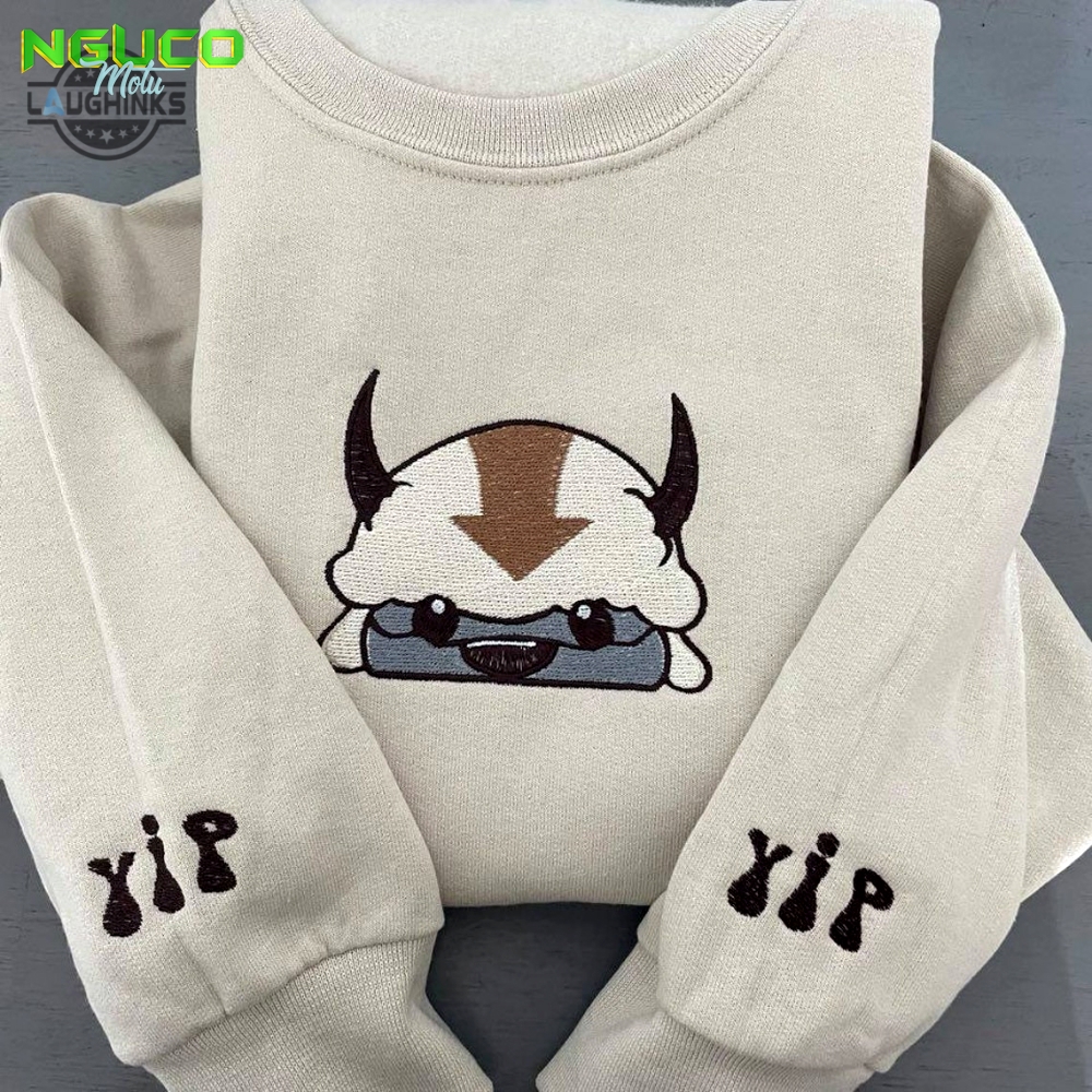 Appa avatar embroidered sweatshirt bison custom design sweatshirt yip yip appa sweatshirt embroidery tshirt sweatshirt hoodie gift
