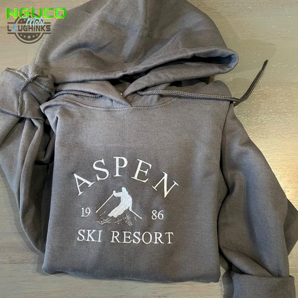 Aspen ski resort embroidered hoodie ski lovers design resort aspen resort aspen hoodies embroidery tshirt sweatshirt hoodie gift