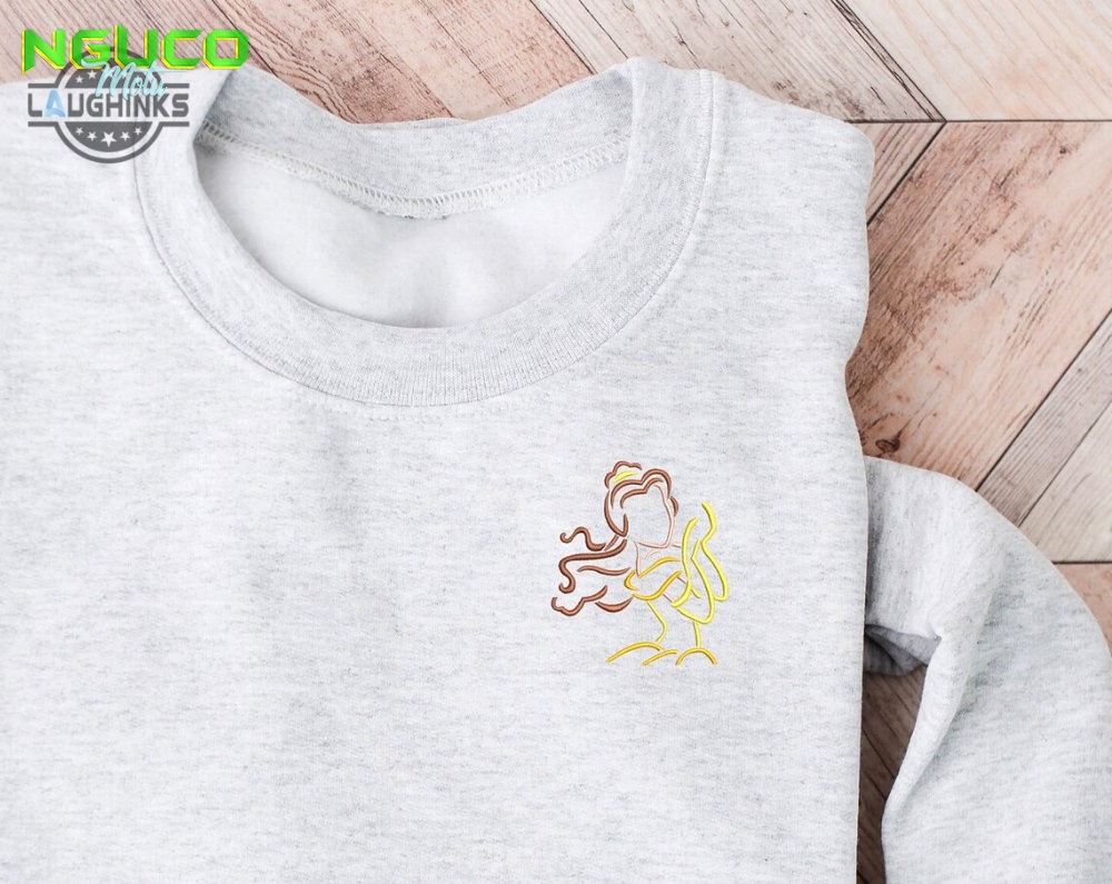 Belle embroidered crewneck disney embroidered sweatshirt beauty and the beast crewneck disney princess sweatshirt womens disney crewneck embroidery tshirt sweatshirt hoodie gift