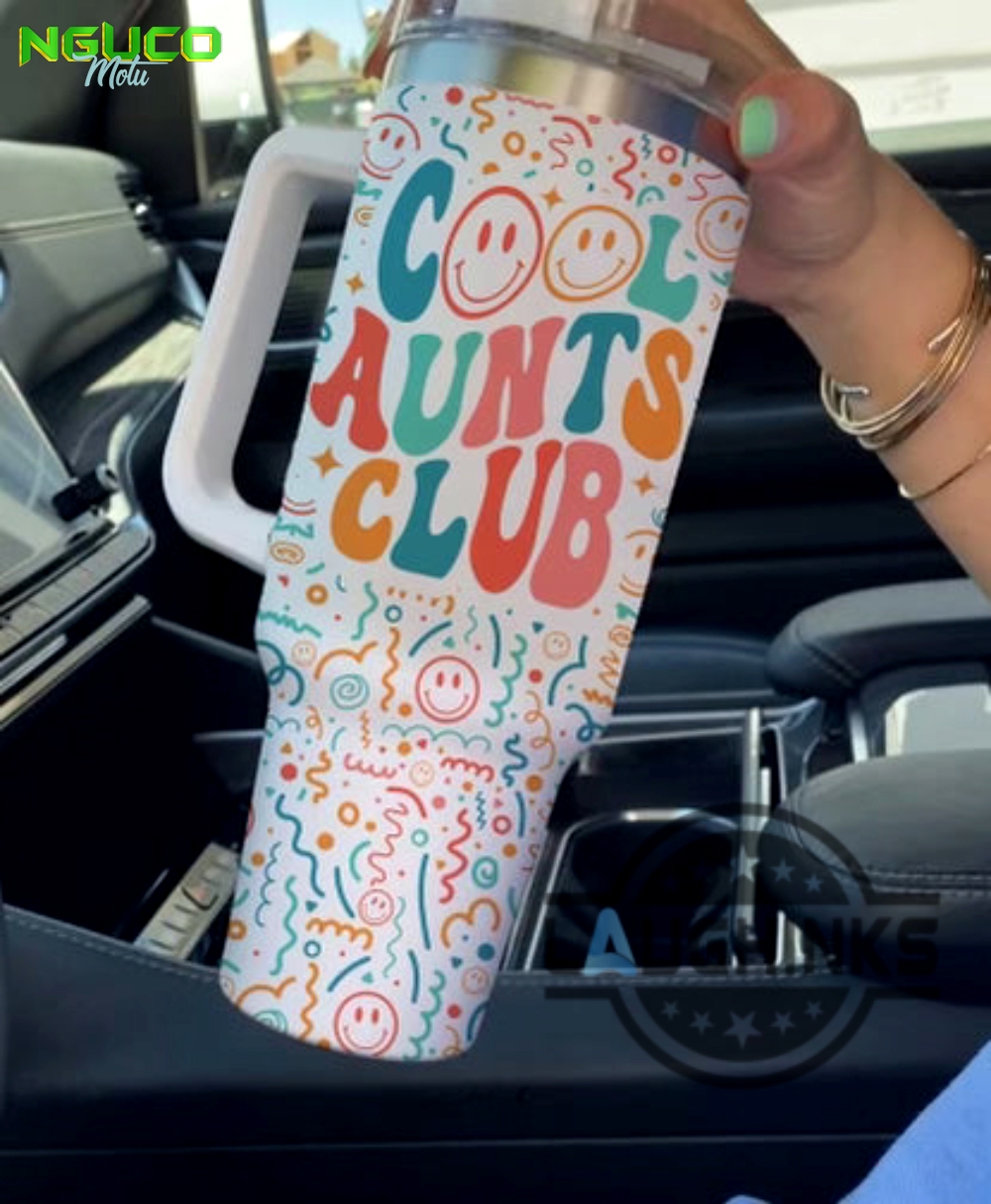 Brand new cool aunts club 40oz crewcup stanley tumbler dupe 40 oz stainless steel travel cups with handle lid and straw