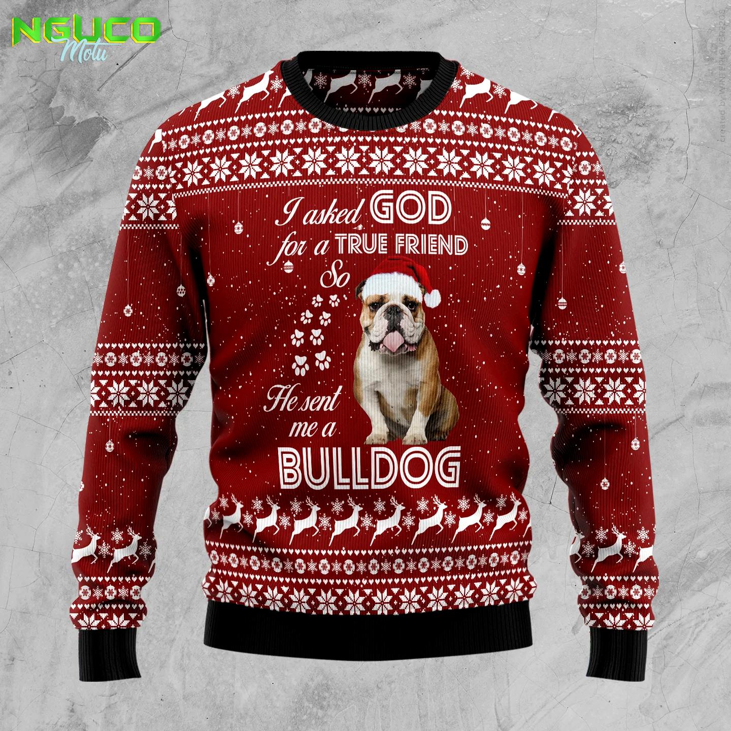 Bulldog true friend tg5113 ugly christmas sweater